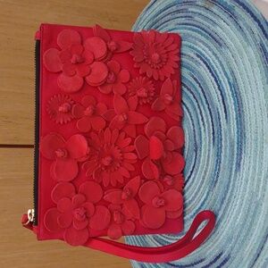 Red Flowered Wristlet By Punto Fibbia. Made in Italy